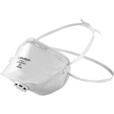 ЗУБР  класс защиты FFP2, плоская, с клапаном выдоха, фильтрующая полумаска  {11166-2_z01}