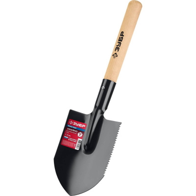 ЗУБР  МАСТЕР, 210х154х550мм, полотно 1.5мм, закалено, дерев. черенок высш. сорт, туристическая лопата  {39571}