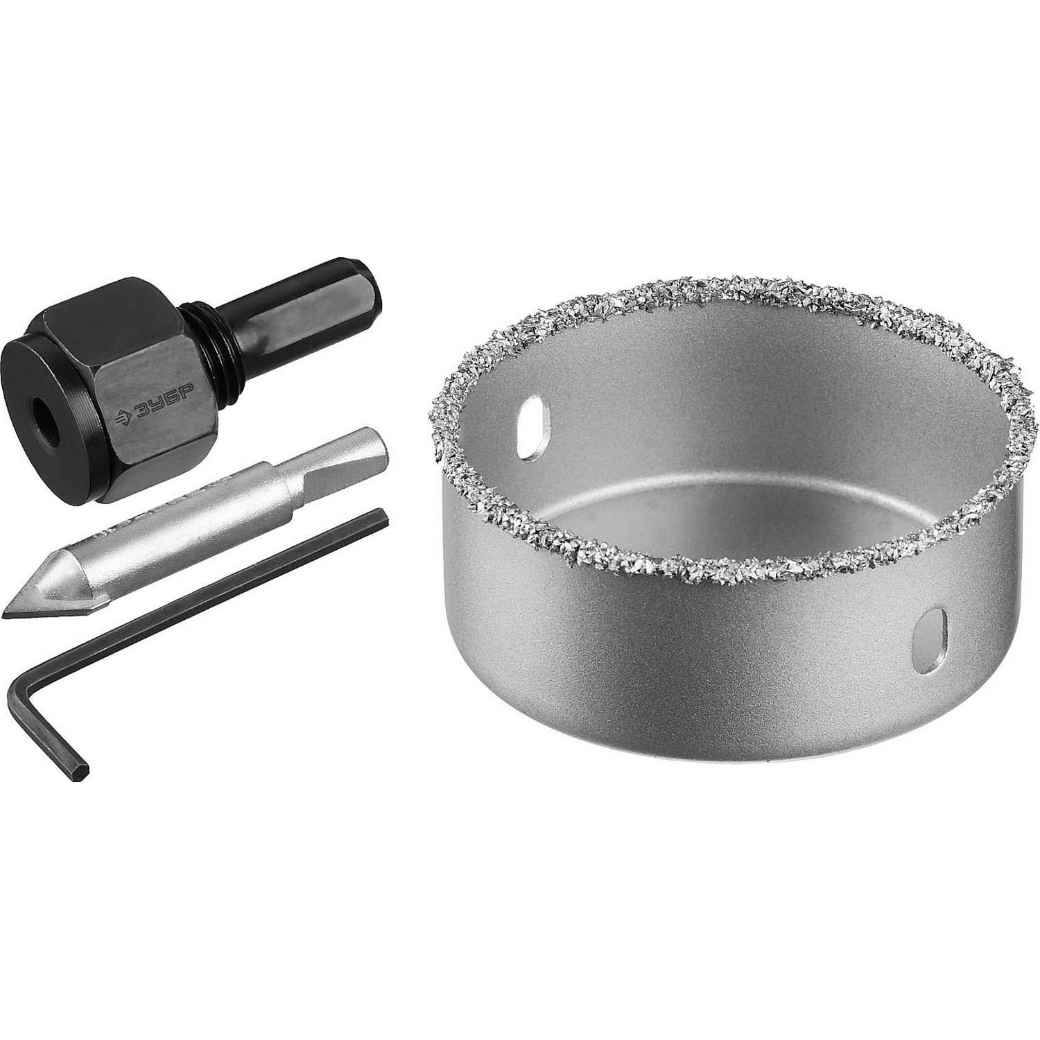 ЗУБР  67 мм, L 25 мм, карбид вольфрама, коронка-чашка с державкой и сверлом, Профессионал (33360-067)