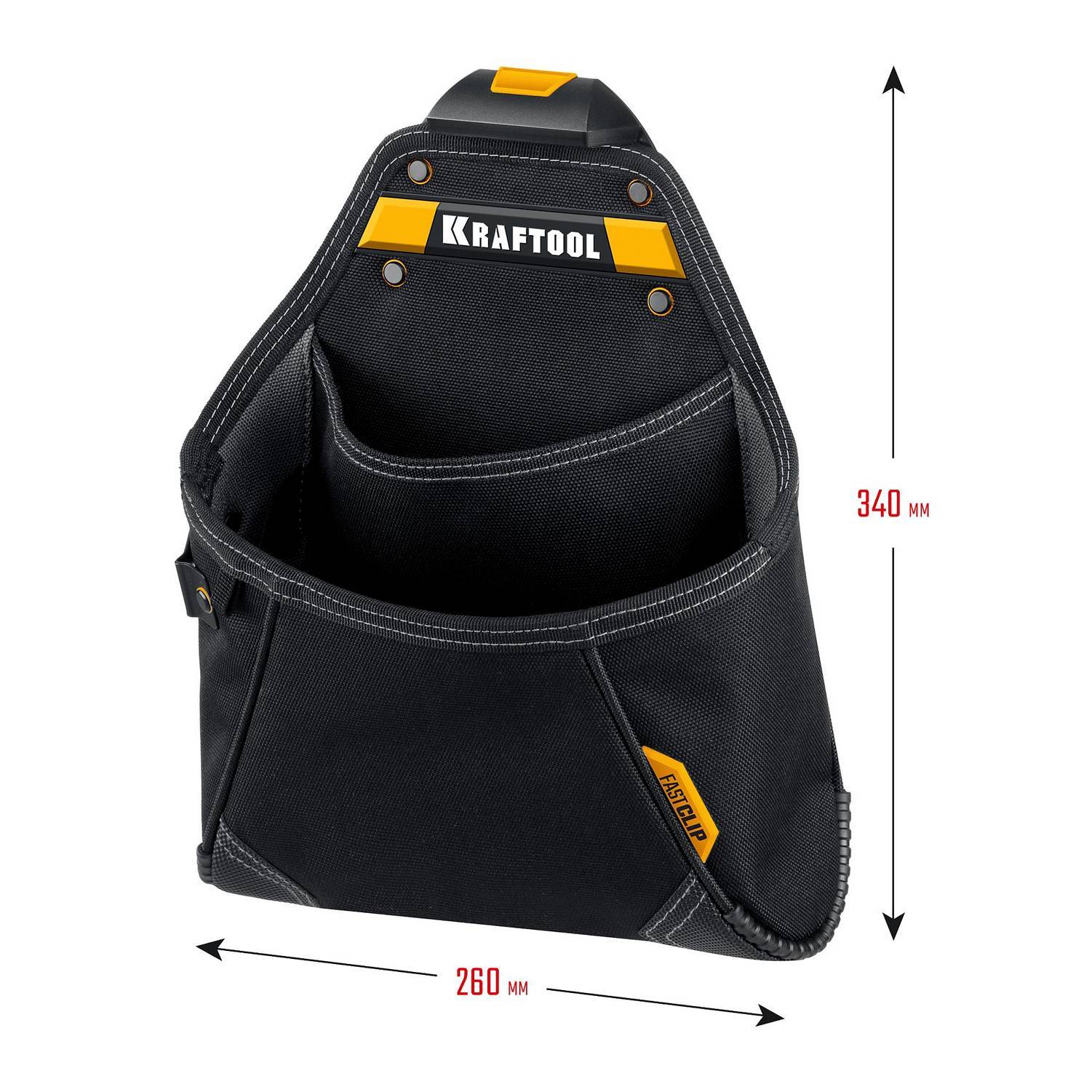 KRAFTOOL  KP-12 с быстросъёмным креплением FastClip, 12 карманов и петель, 260 х 340 мм, поясная сумка  {38774}