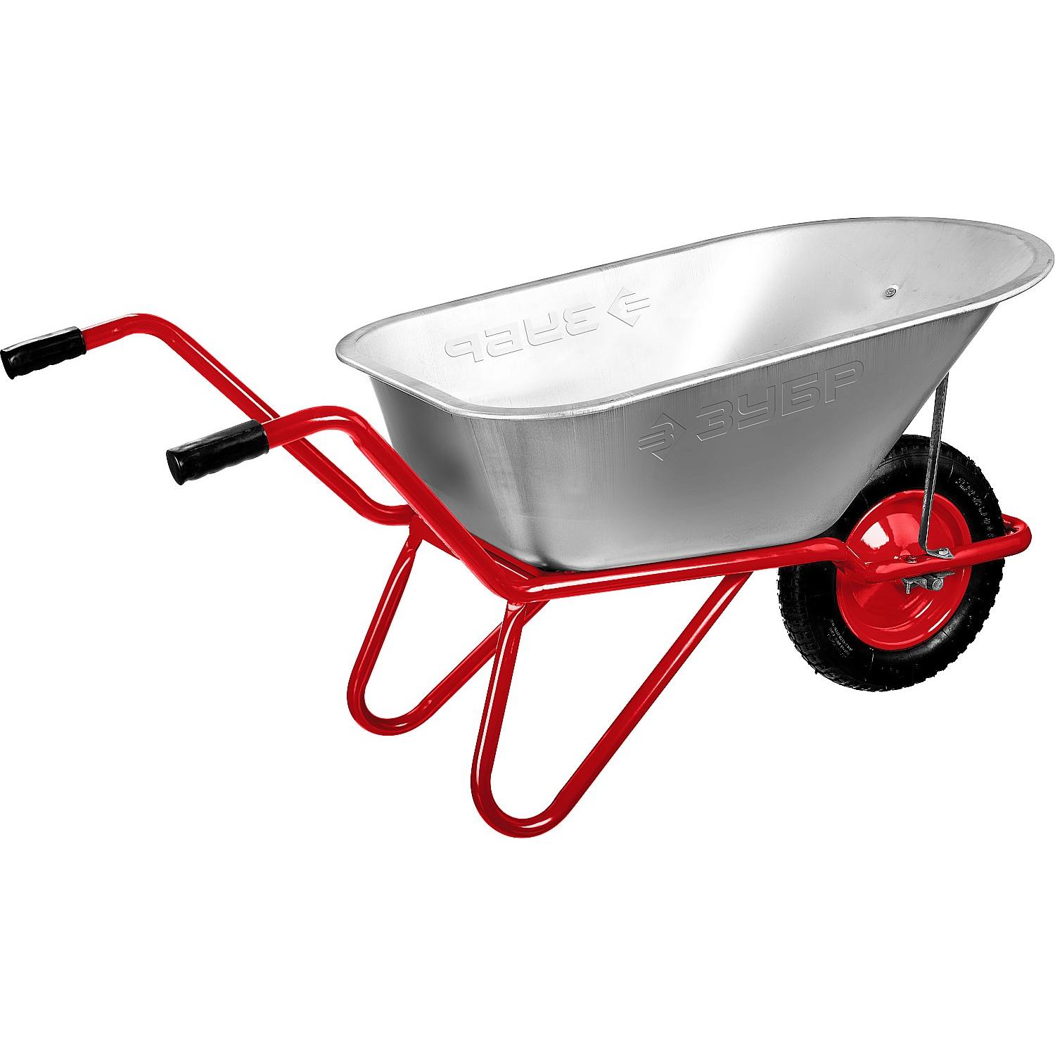 ЗУБР  Т-11, 90 л, 160 кг, одноколесная, оцинкованная сталь, стальные опоры, d 25 мм, садово-строительная тачка (39962)