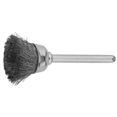 Щетка ЗУБР кистевая, нержавеющая сталь, на шпильке, d 15x3,2мм, L 42мм, 1шт {35933}