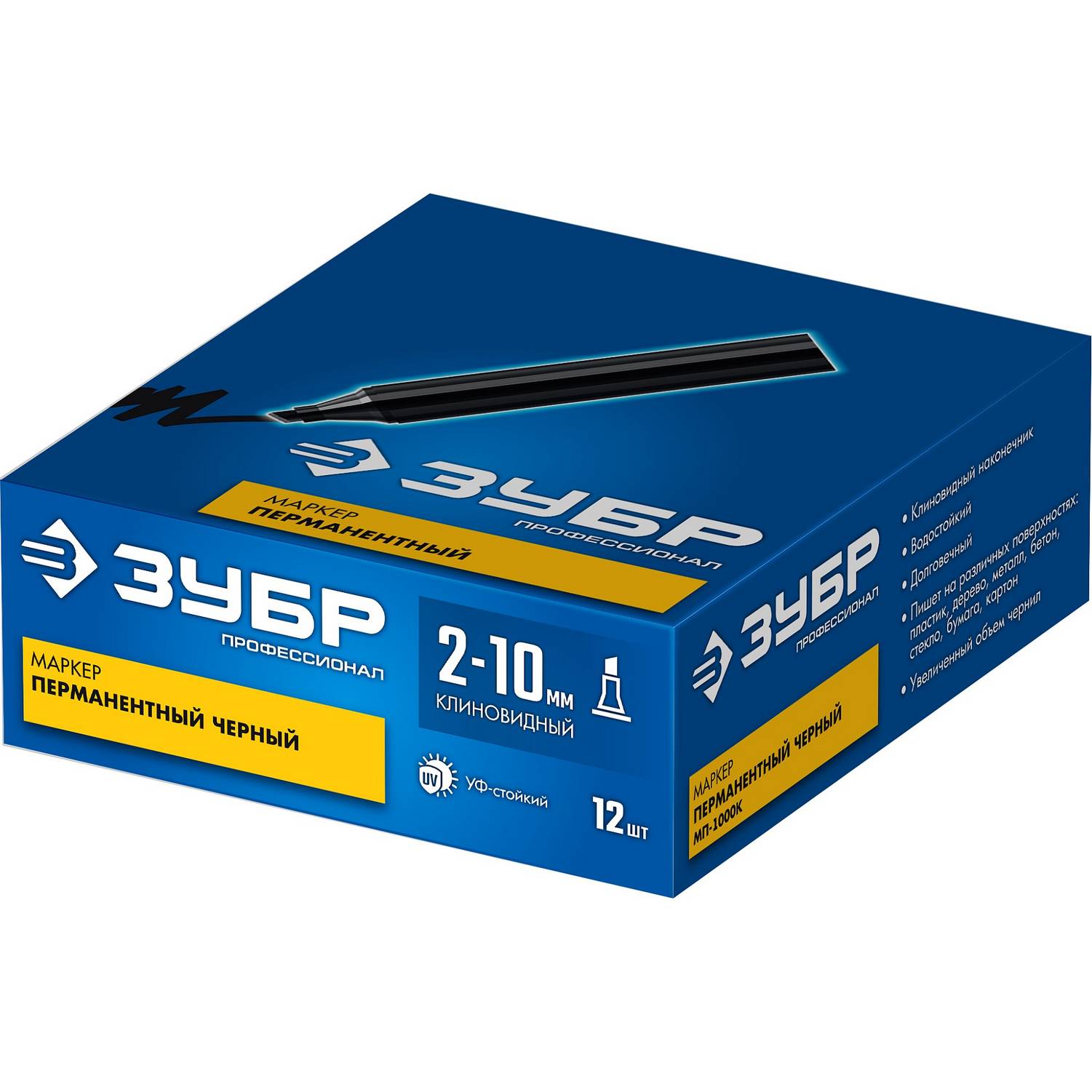 ЗУБР  МП-1000К 2-10 мм, клиновидный, черный, Перманентный маркер, ПРОФЕССИОНАЛ  {06333-2}