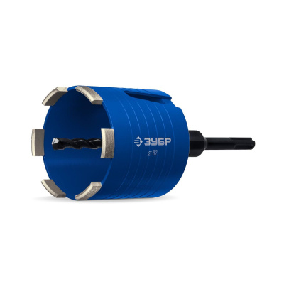 ЗУБР  АСК d 82 мм (М16; рабочая глубина 75 мм, лазерная сварка), алмазная сегментная коронка для подрозетников, Профессионал {29875-82}