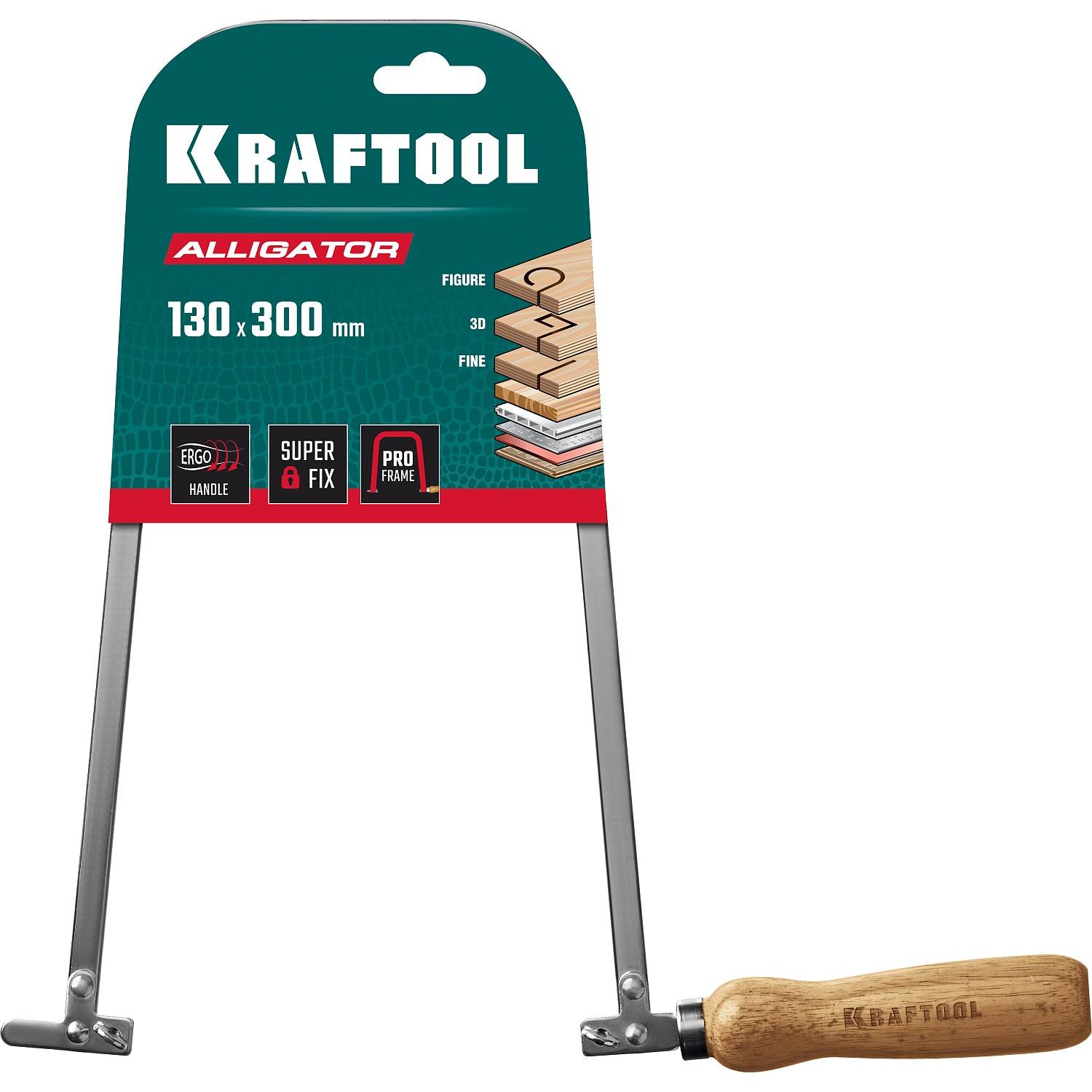KRAFTOOL Aligator, 130x300 mm, лобзик ручной хромированный {15260}