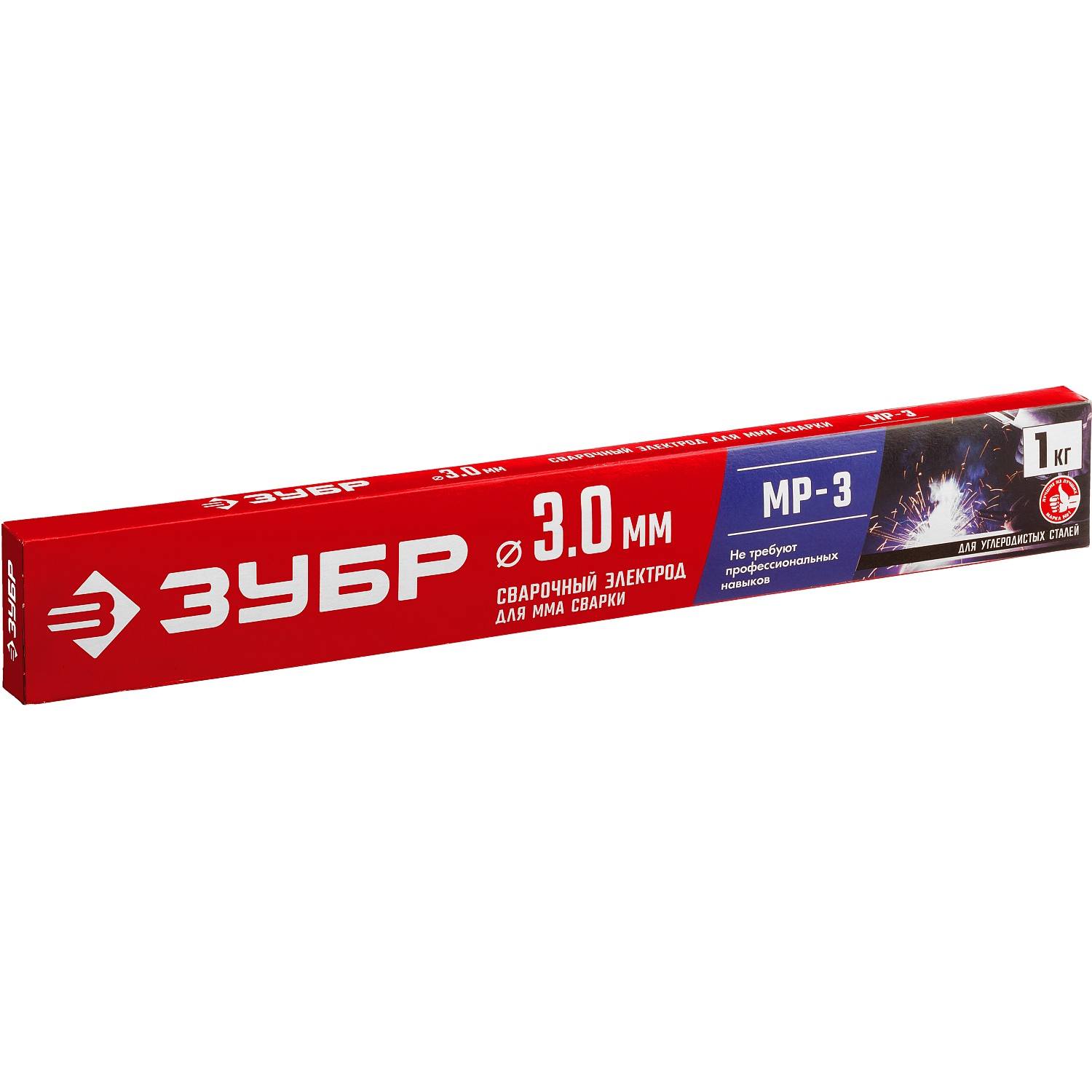 ЗУБР электрод сварочный МР-3 с рутиловым покрытием, для ММА сварки, d 3.0 х 350 мм, 1 кг в коробке. {40011-3.0}