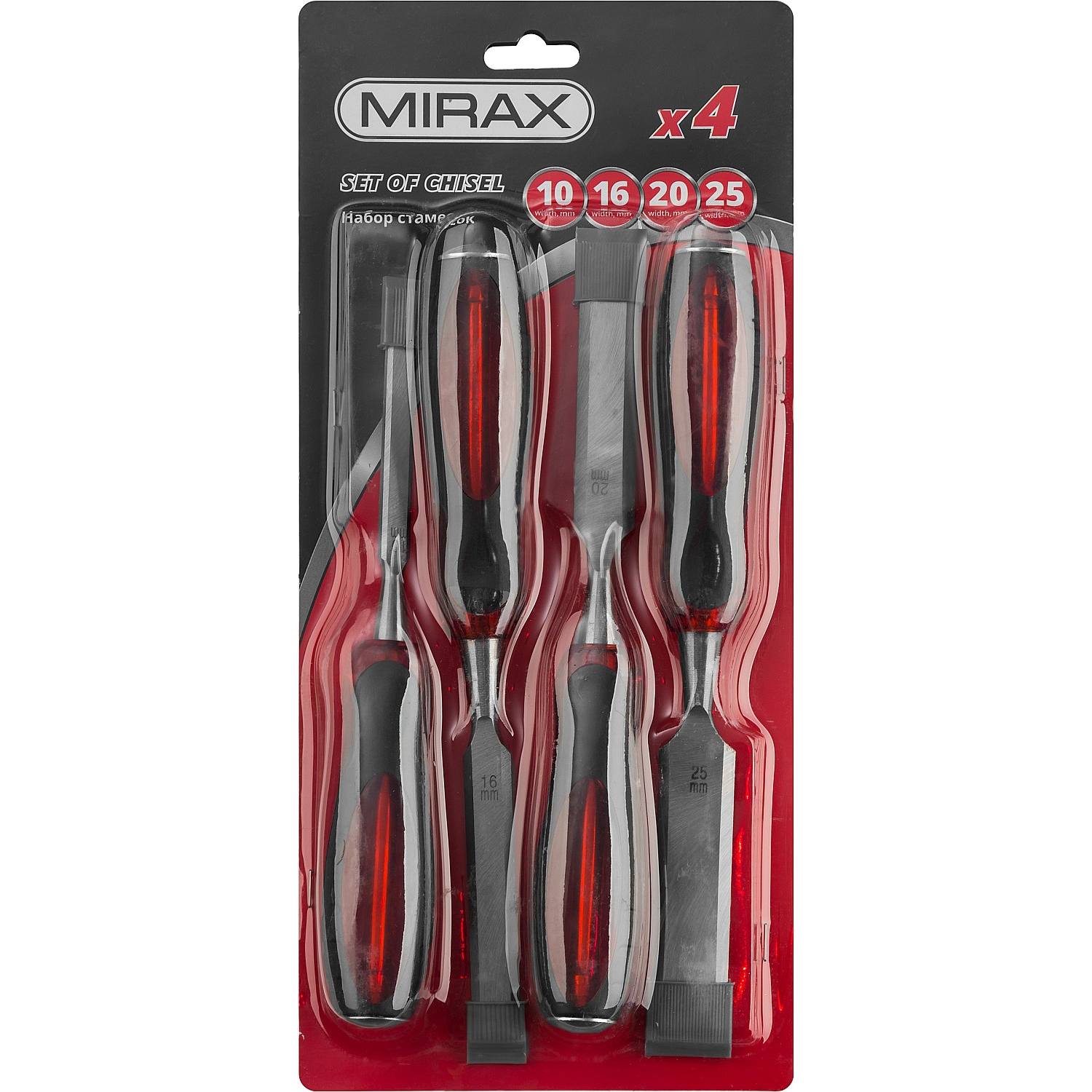 MIRAX набор стамесок-долот с прозрачной рукояткой, 4 шт. {1810-H4}