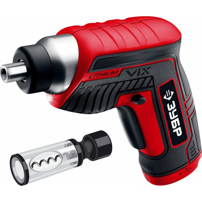 ЗУБР ViX отвертка аккумуляторная 3.6 В, в коробке с 10 битами и насадкой штопором {ЗО-Е-3.6 ЛиМ1}