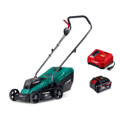 ЗУБР  20 В, 350 мм, 1 АКБ LMS (4 Ач), газонокосилка аккумуляторная бесщеточная {ГКЛ-2035-41}