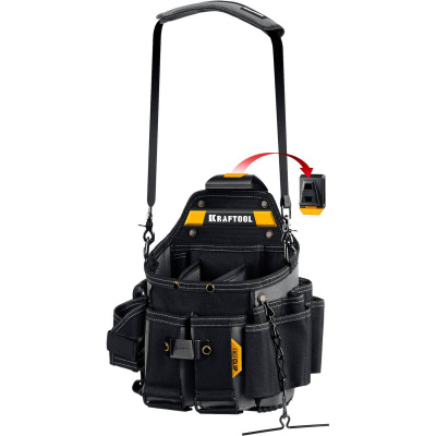 KRAFTOOL  KPB-23 с быстросъёмным креплением FastClip, плечевой ремень, 23 кармана и петли, 290 х 310 мм, поясная сумка  {38766}