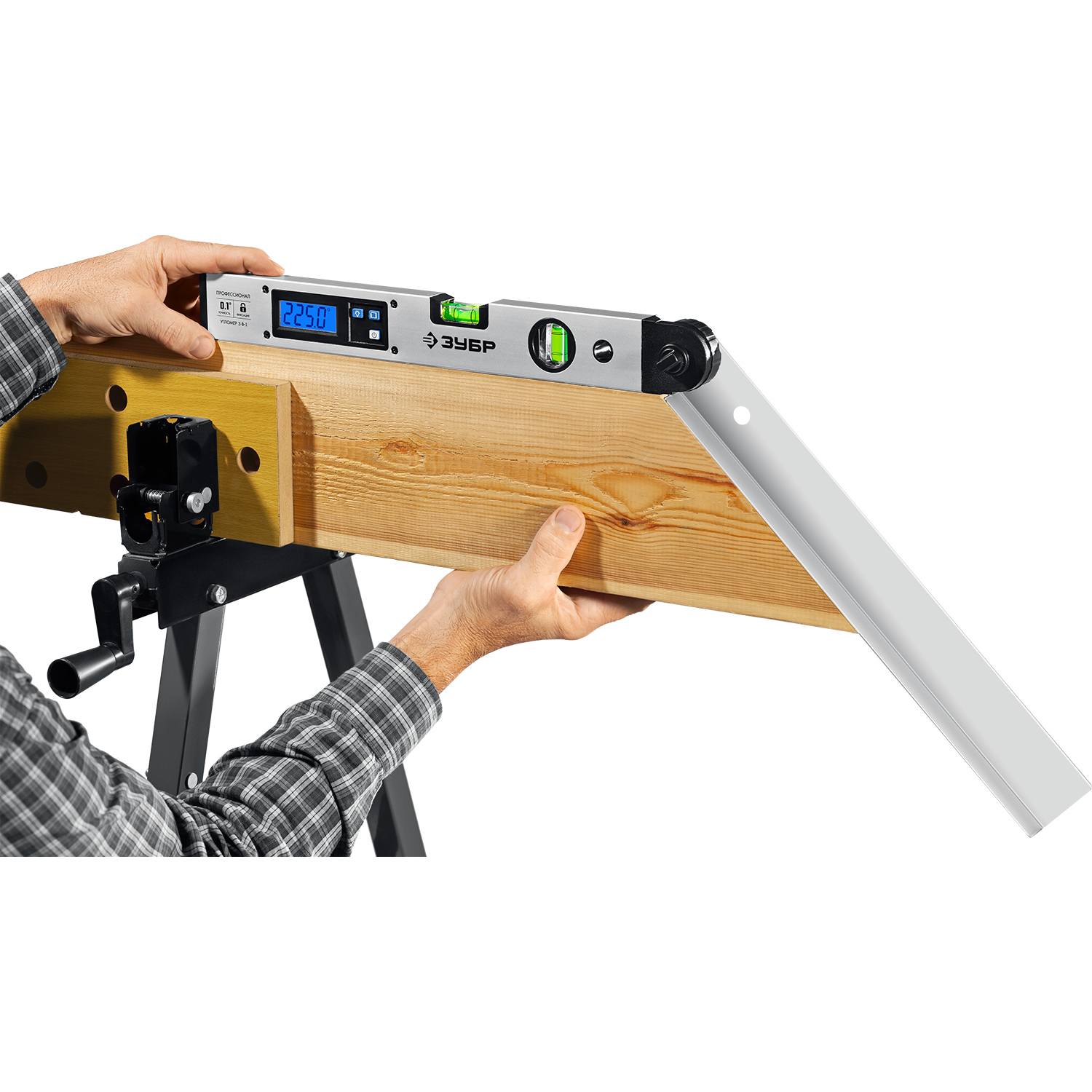 Угломер электронный 3 в 1, 400 мм, Диапазон 0-230°, Точность ±0,1°, HOLD, Подсветка, Фиксация угла, ЗУБР Профессионал