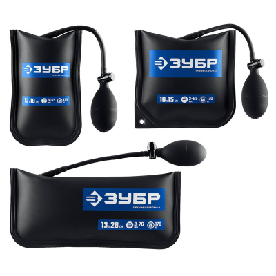 ЗУБР  ПНЕВМОПОДУШКА набор 3шт: 12х19, 16х15, 13х28 см, 170кг, в чехле, универсальный пневмоклин/ монтажная подушка/ пневмодомкрат {37556-Н3}