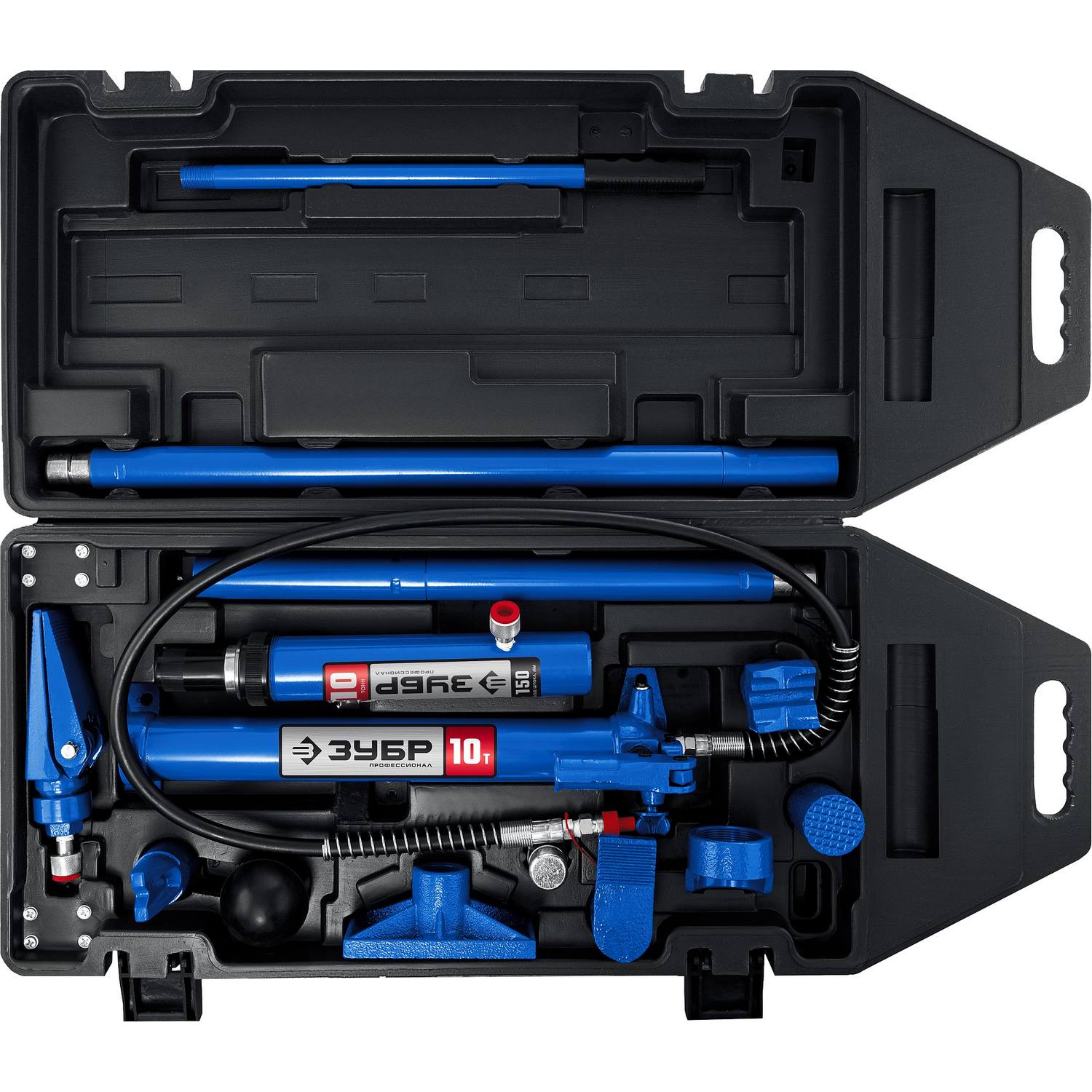 ЗУБР 10т набор для правки кузова гидравлический в пластиковом кейсе, Профессионал {43035-10_z01}