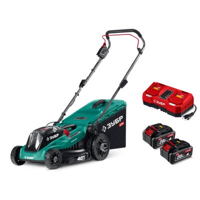 ЗУБР  40 В (2x20В), 400 мм, 2 АКБ LMS (4 Ач), газонокосилка аккумуляторная бесщеточная {ГКЛ-4040-42}