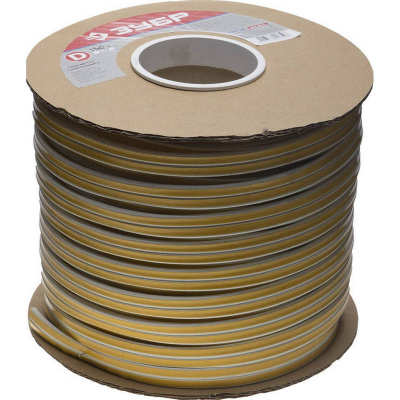 Уплотнитель ЗУБР резиновый самоклеящийся, профиль "D", белый, 150м {40920-150}