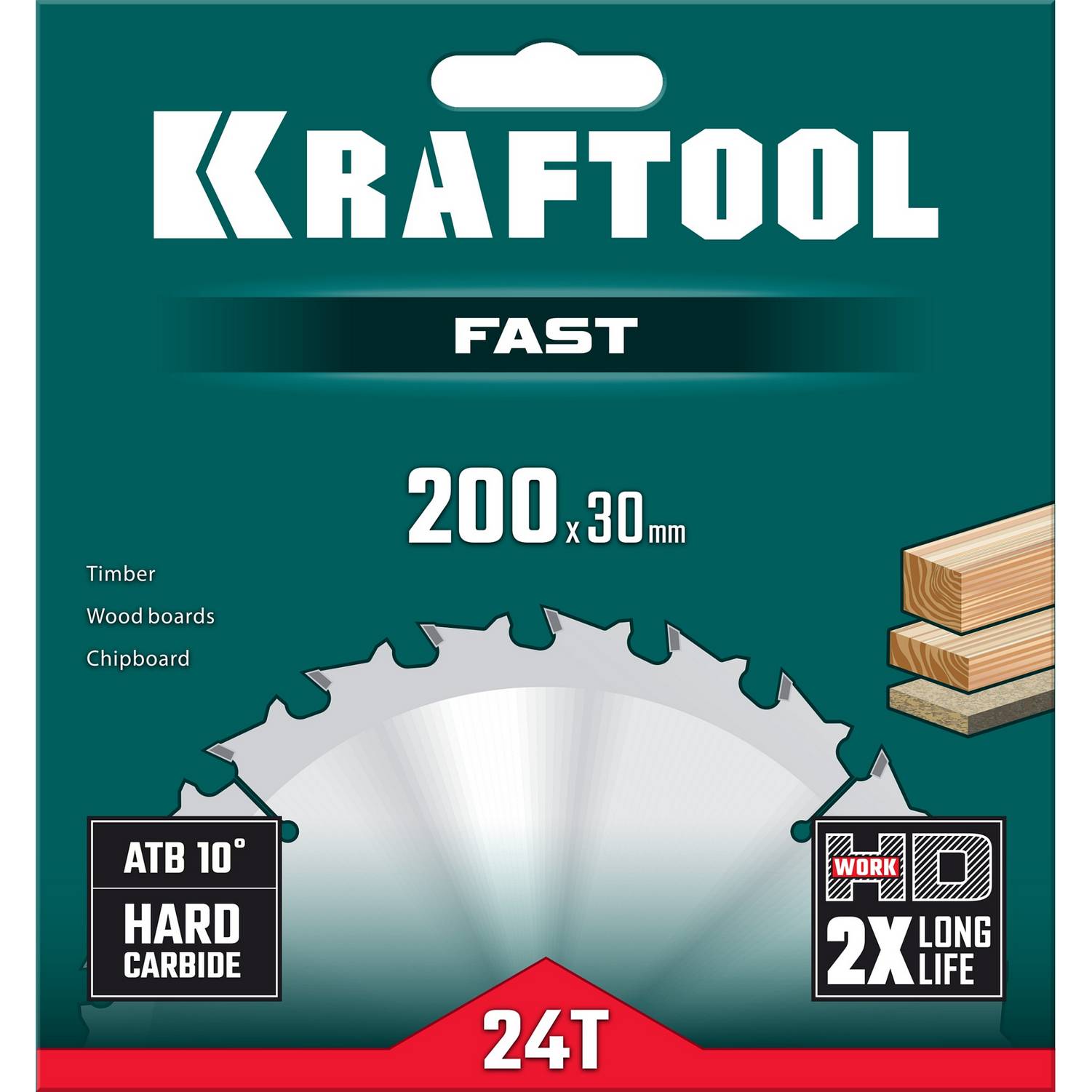KRAFTOOL  Fast, 200 х 30 мм, 24Т, пильный диск по дереву  {36950-200-30}