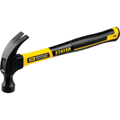 STAYER  Hercules, 560 г, молоток-гвоздодёр столярный с фиберглассовой рукояткой, Professional (2026-560)