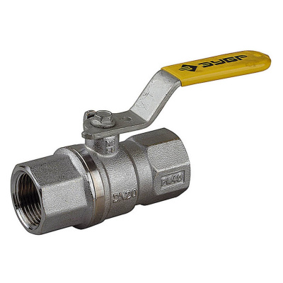 Кран шаровой ЗУБР полнопроход газовый "мама-мама", ручка, хромиров латунь, 3/4" {4-51720-C-3/4}