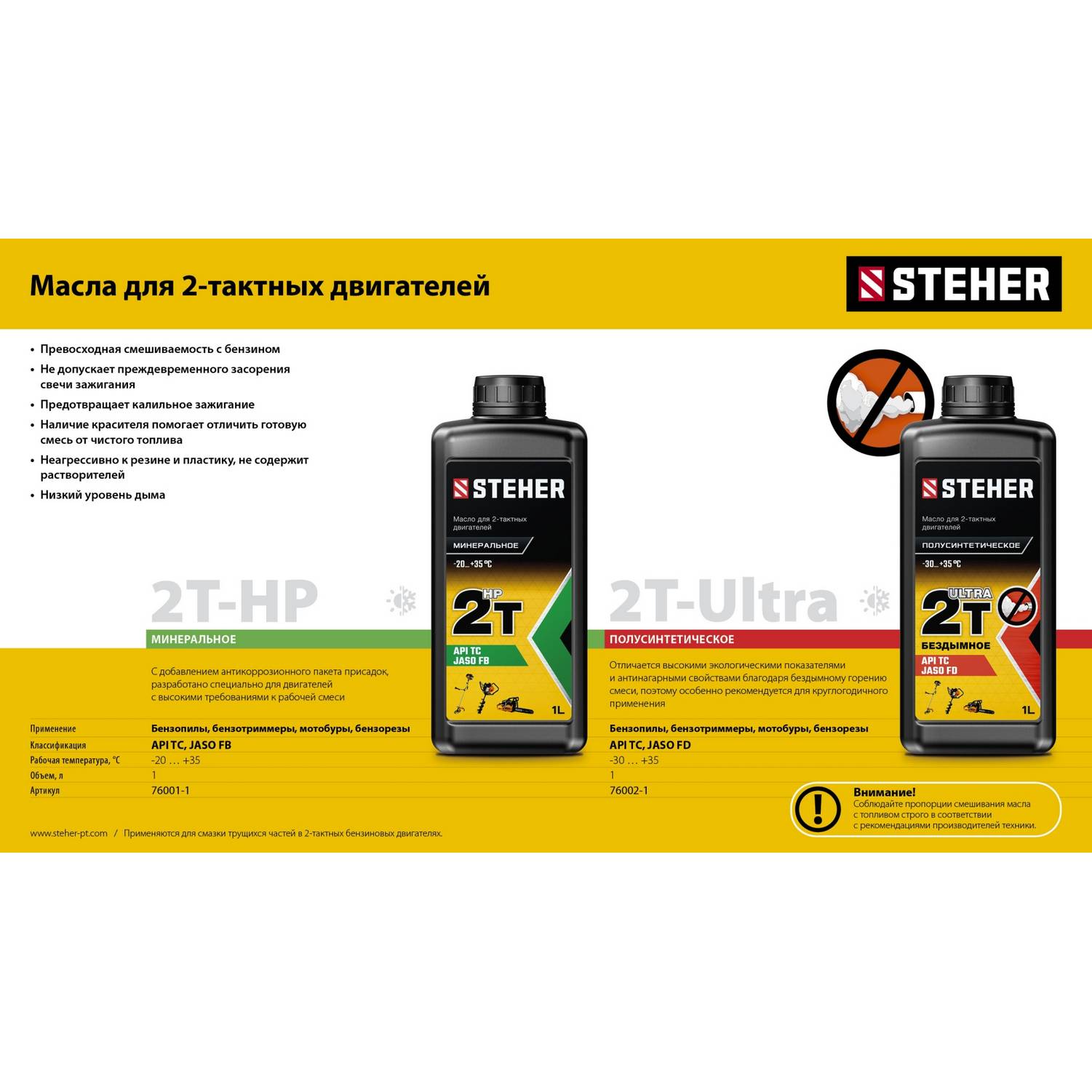 STEHER  2Т-Ultra, 1 л, полусинтетическое масло для 2-тактных двигателей  {76002-1}