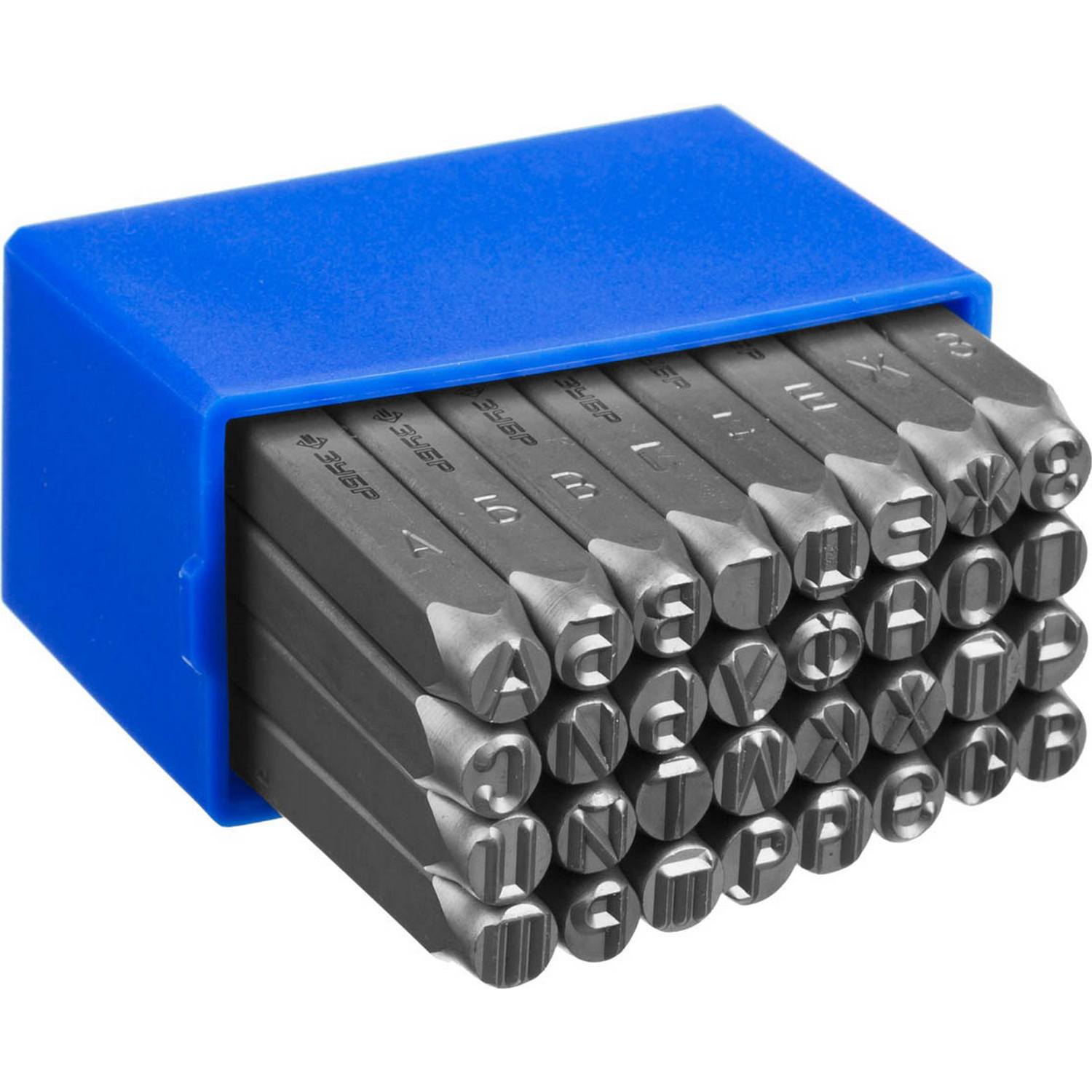 Клейма ЗУБР буквенные кириллица, шрифт 6мм {21503-06_z01}