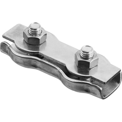 Зажим троса двойной, 4мм, 50 шт, оцинкованный, ЗУБР {4-304445-04}