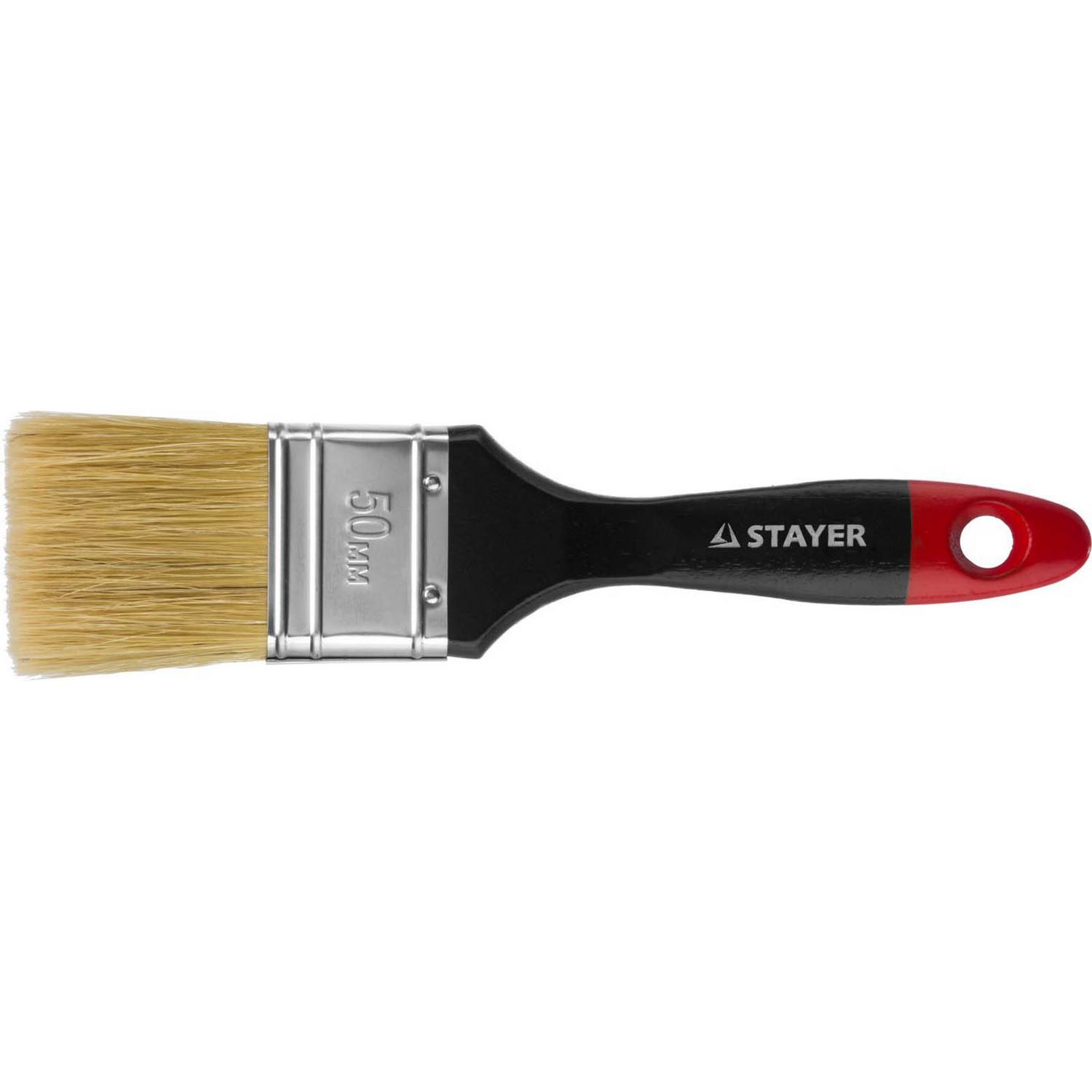 STAYER  Universal, 50 мм, 2", светлая, натуральная щетина, деревянная ручка,  все виды ЛКМ, плоская кисть, Professional (0104-050)