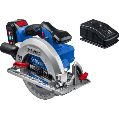 ЗУБР 20В бесщеточная пила циркулярная, 1 АКБ (4Ач), в сумке, Профессионал. CPB-190-41 {CPB-190-41}