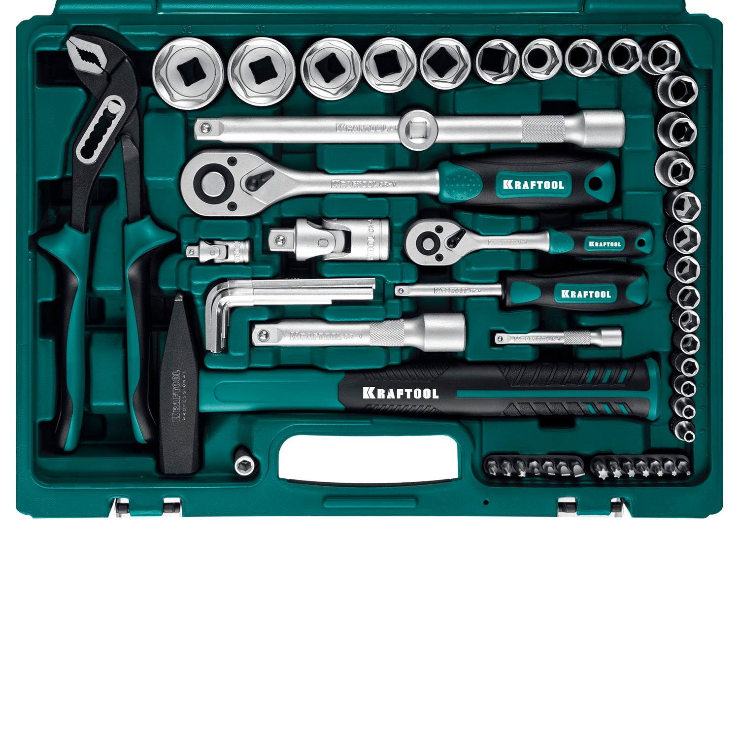 KRAFTOOL  EXTREM-76, 76 предм., (1/2"+3/8"+1/4"), универсальный набор инструмента  {27889-H76}