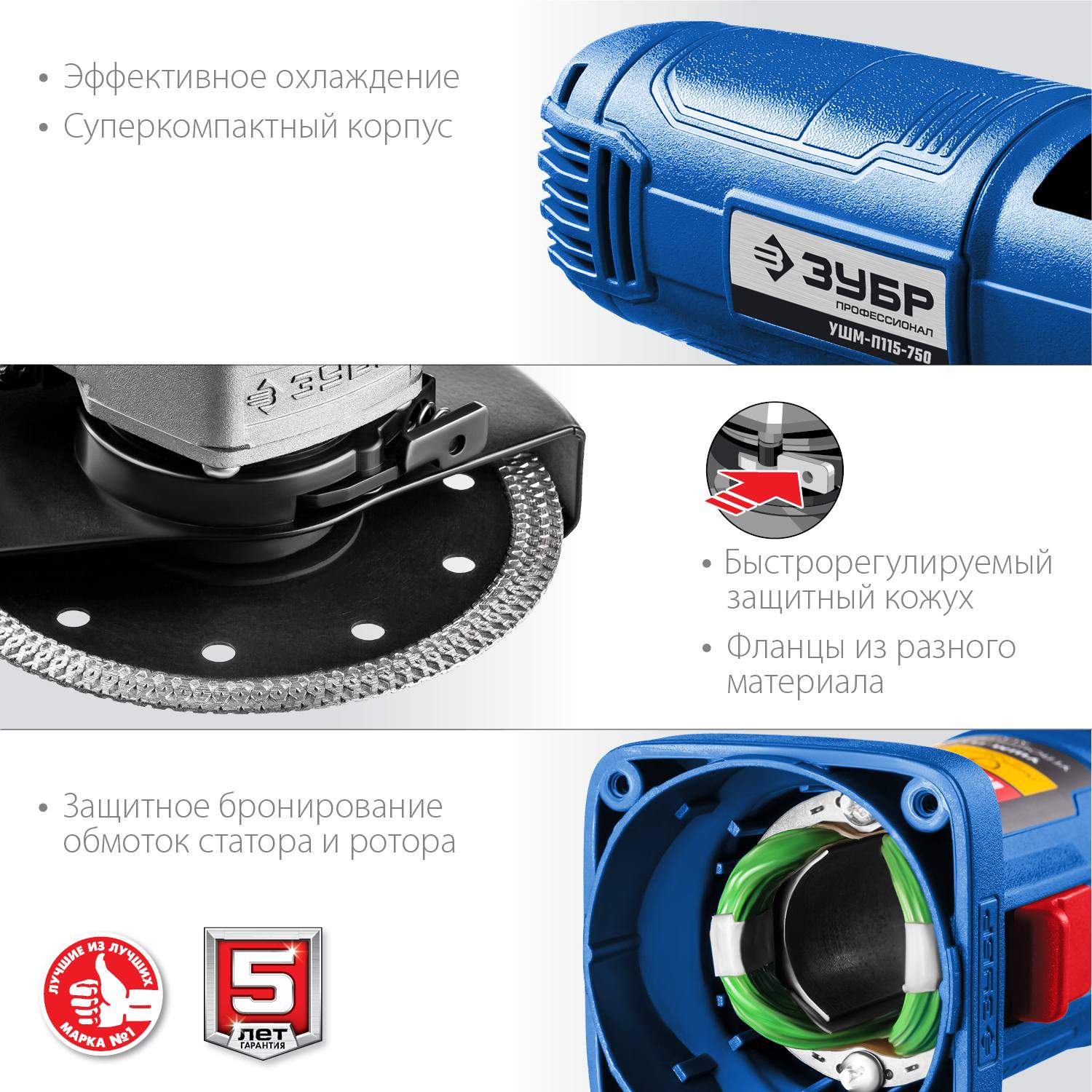 ЗУБР УШМ 115 мм, 750 Вт, серия Профессионал. {УШМ-П115-750}