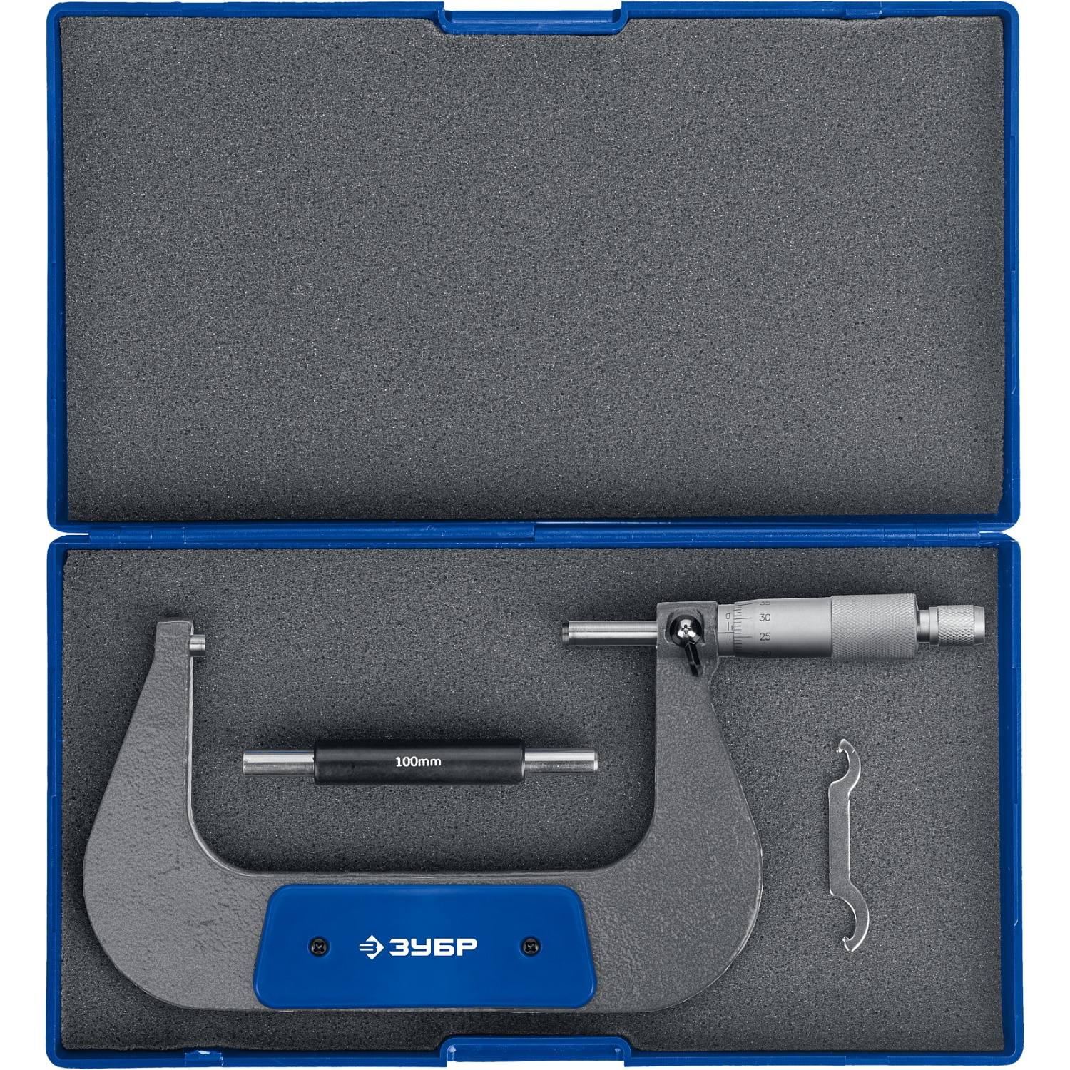 Микрометр ЗУБР "Профессионал" гладкий механический, МК 125, диапазон 100-125мм, шаг измерения 0,01мм {34480-125_z02}