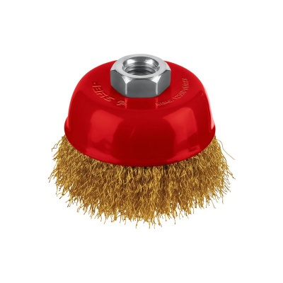 ЗУБР  75хМ14 щетка чашечная для УШМ, витая стальная латунированная проволока 0.3 мм, посад. М14 {35173-075}