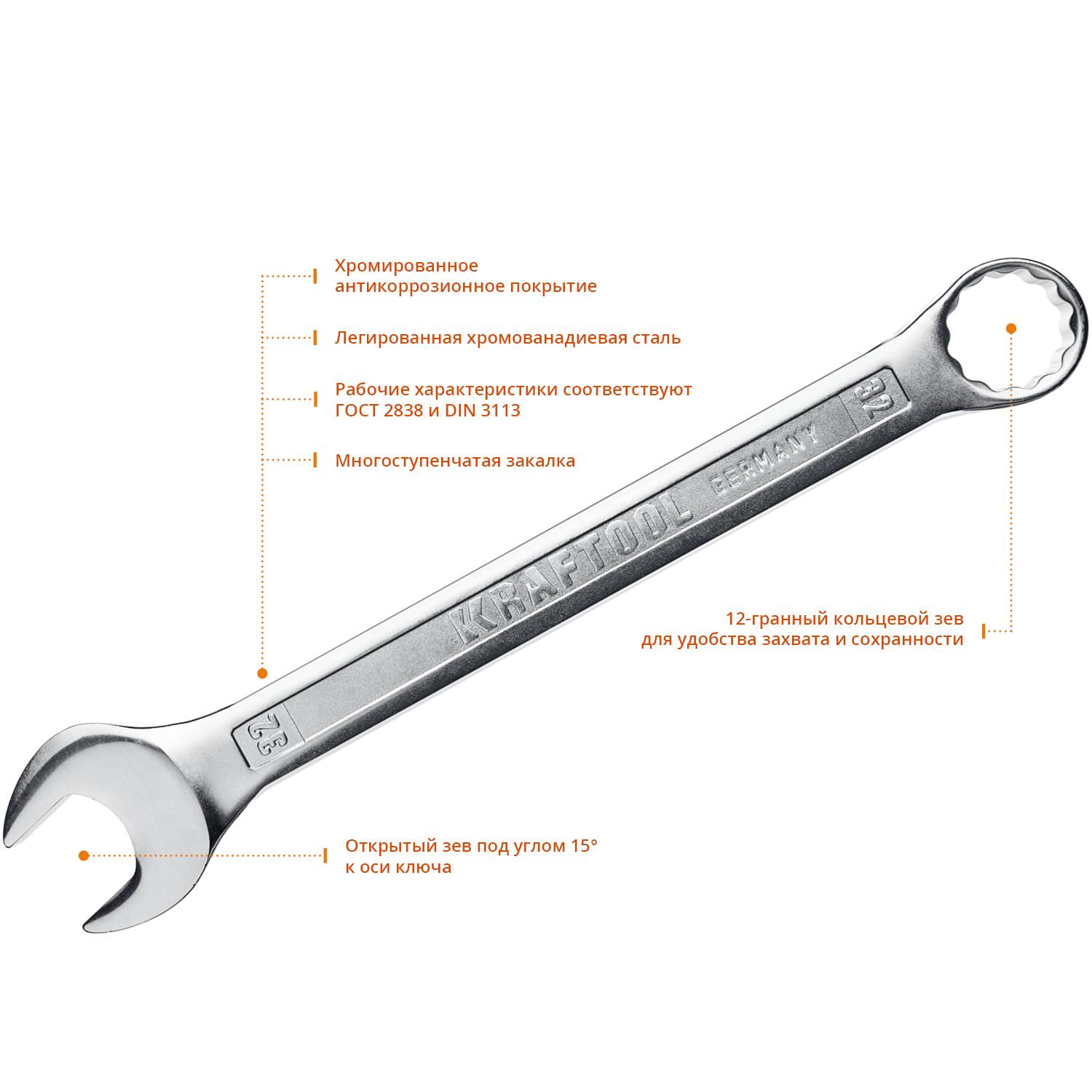 Набор комбинированных гаечных ключей 18 шт, 6 - 32 мм, KRAFTOOL {27079-H18_z01}