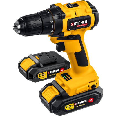 STEHER 20В бесщёточная дрель-шуруповерт, 2 АКБ (2Ач), в кейсе. CDB-200-2 {CDB-200-2}
