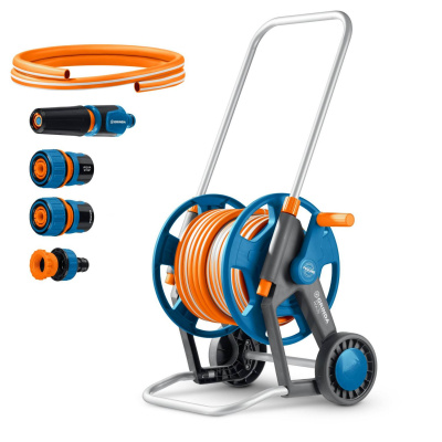 GRINDA  HCK-25, шланг 25м x 1/2", поливочный набор 4 предмета, усиленные колеса, телескопическая ручка, катушка со шлангом в комплект ProLine {428461}