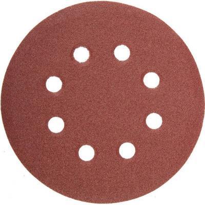 Круг шлифовальный универсальный STAYER "MASTER" из абразивной бумаги на велкро основе, 8 отверстий, Р80, 125мм, 5шт