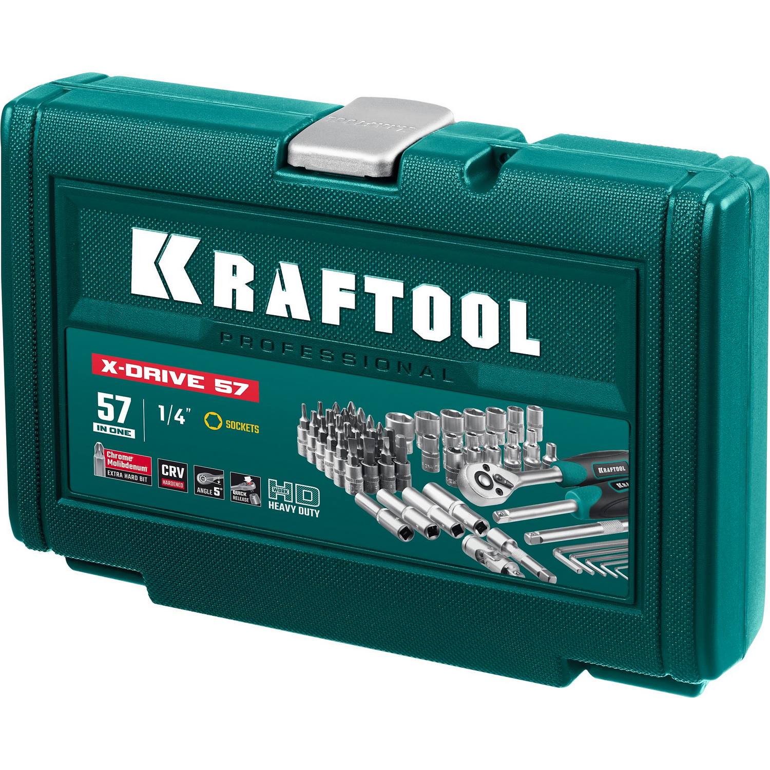 KRAFTOOL  X-Drive, 57 предм. (1/4"), Универсальный набор инструмента  {27885-H57}