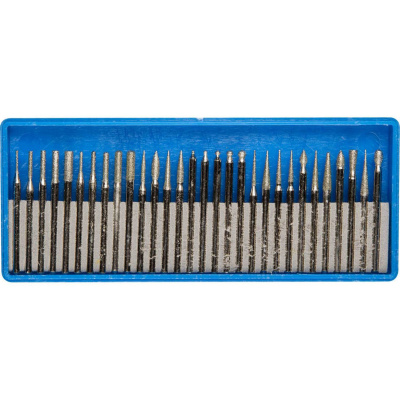 ЗУБР  30 шт, хвостовик d 3 мм, Р 150 - 180, набор алмазных мини-насадок для гравера, Профессионал (33383-H30)