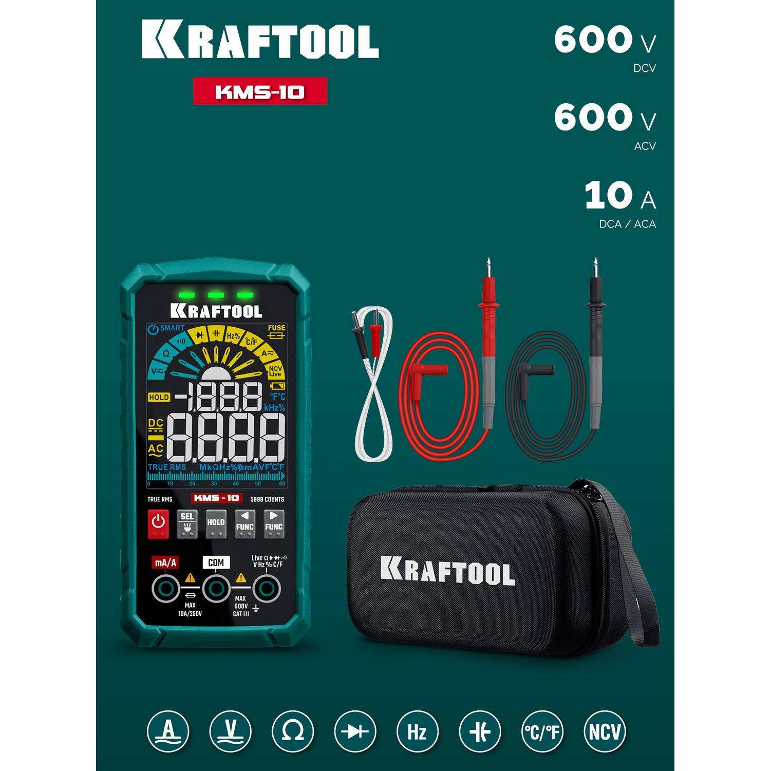 KRAFTOOL  KMS-10 смарт-мультиметр цифровой {59872}