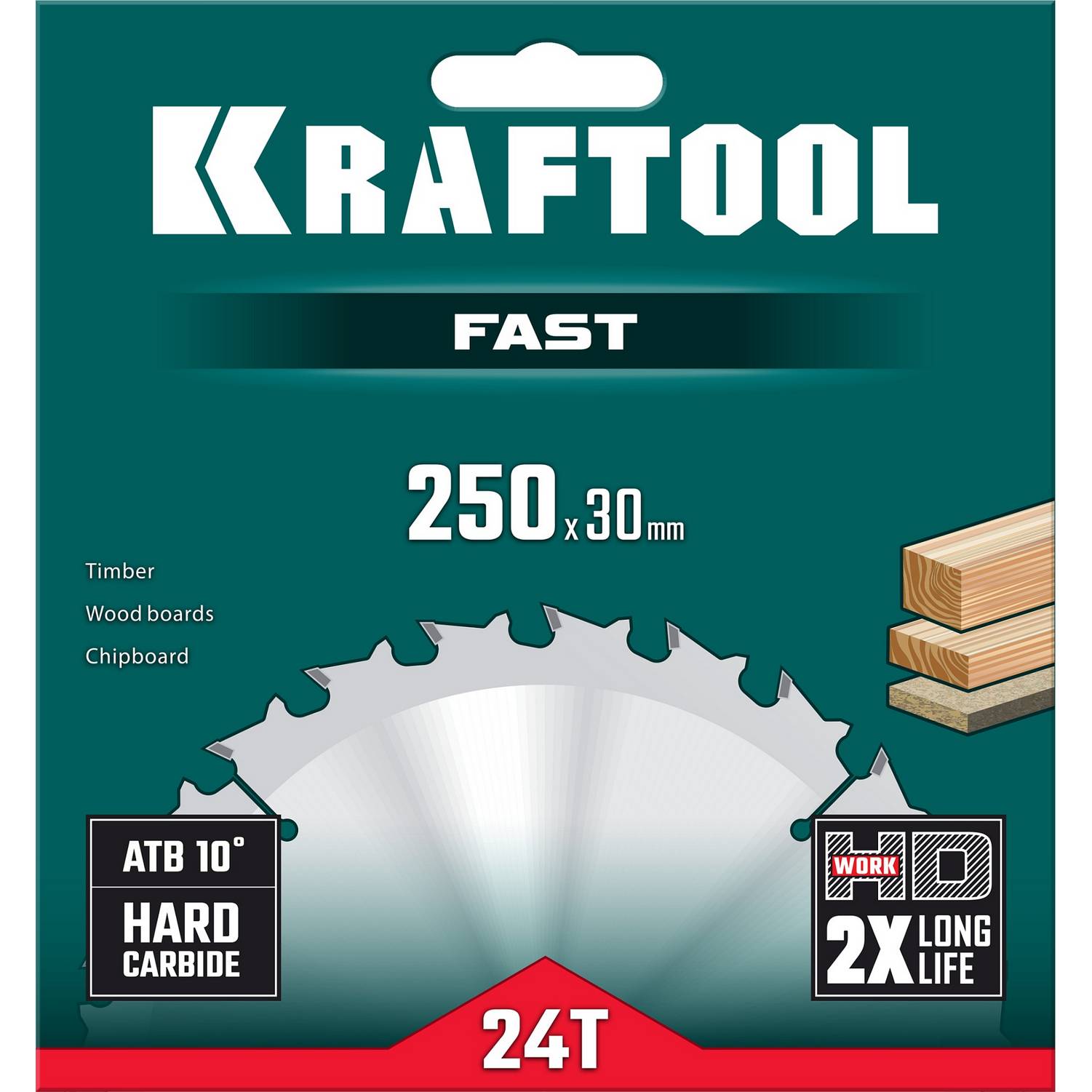 KRAFTOOL  Fast, 250 х 30 мм, 24Т, пильный диск по дереву  {36950-250-30}