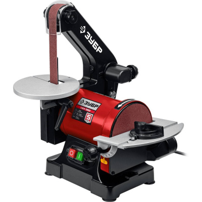 ЗУБР   d 125 мм, 25 х 762 мм лента, 350 Вт, тарельчато - ленточный шлифовальный станок   {СШЛ-350}