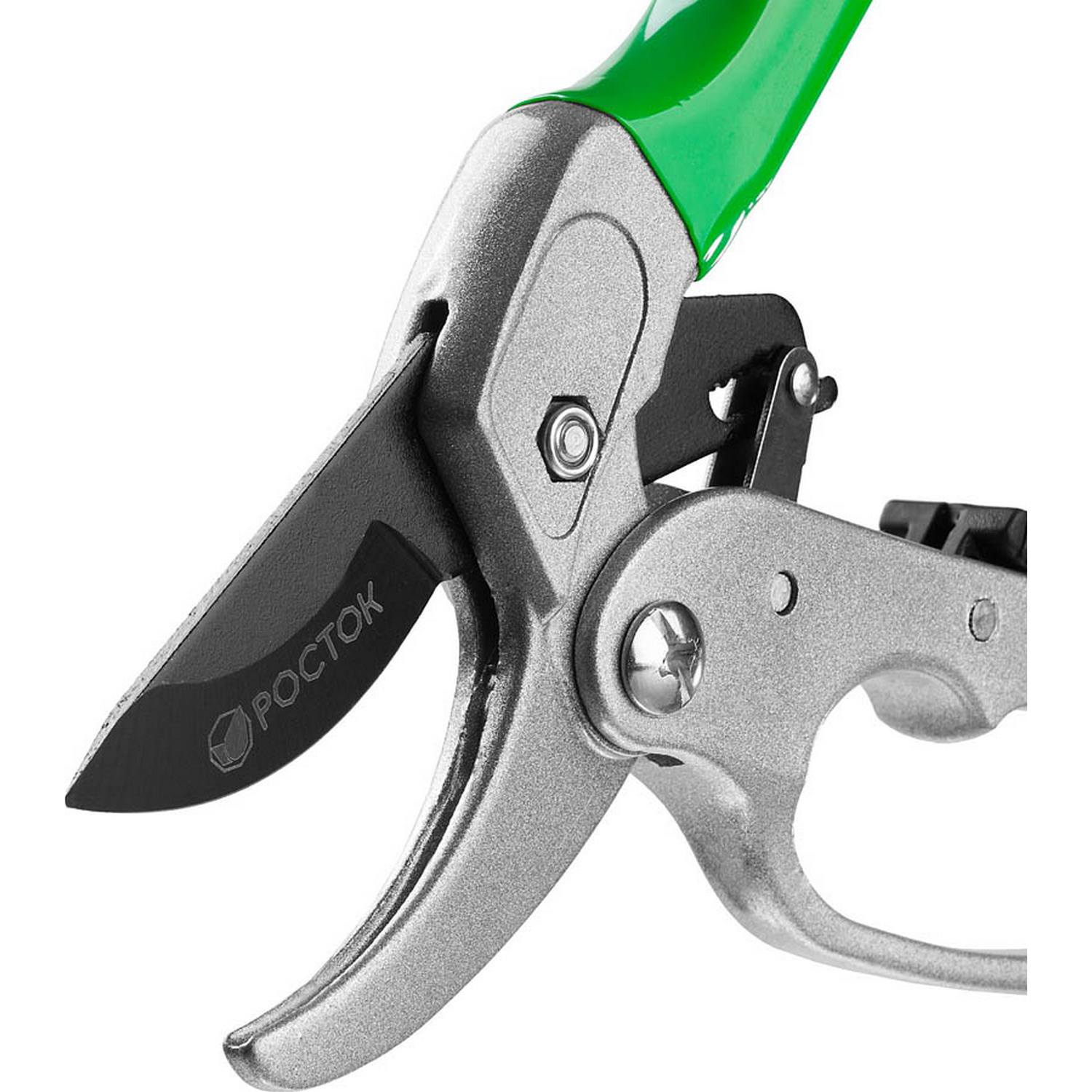 РОСТОК  PC-33, 200 мм, углеродистая сталь, храповый механизм, с эфесом, с алюминиевыми рукоятками, покрытие ПВХ, контактный секатор (423008)