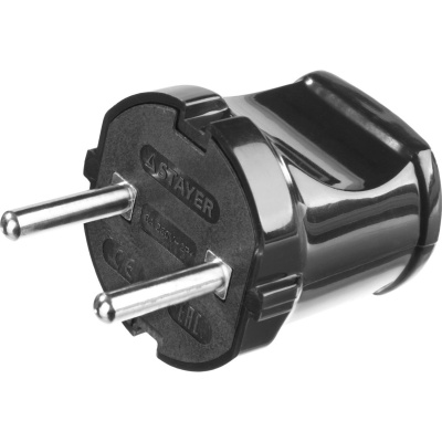 Вилка MAXElectro электрическая, 6А/220В, черная, STAYER {55150-B}