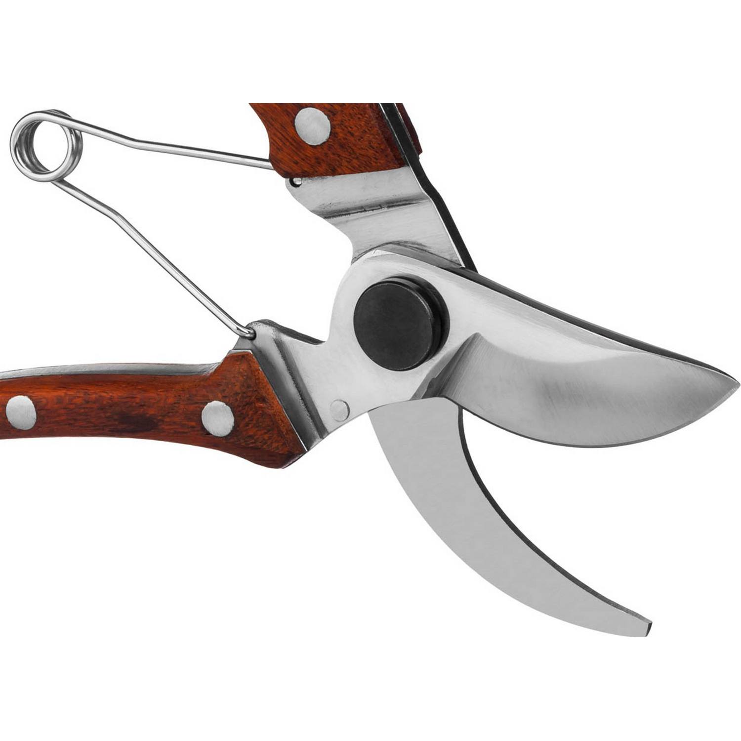 GRINDA  P-17, 195 мм, из нержавеющей стали, с деревянными рукоятками, цельнокованый компактный плоскостной секатор, PROLine (423417)