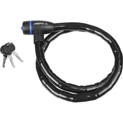 Замок ЗУБР "Профессионал", тросовый, усиленный, 3 ключа в комплекте, длина троса 1000мм, d 18мм {37260-100}