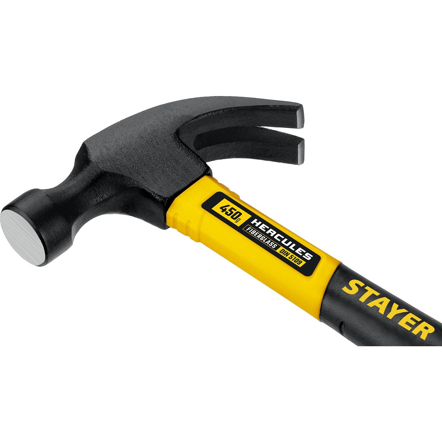 STAYER  Hercules, 450 г, молоток-гвоздодёр столярный с фиберглассовой рукояткой, Professional (2026-450)