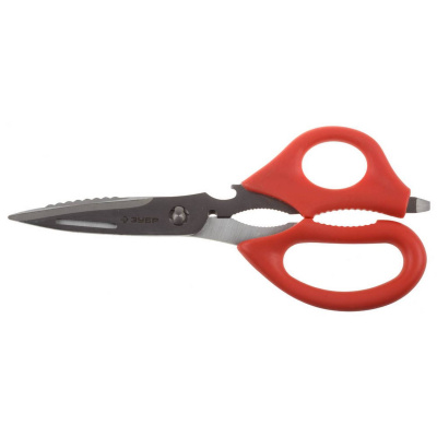Ножницы ЗУБР "Мастер" кухонные, пластиковые рукоятки, 220мм {40487}