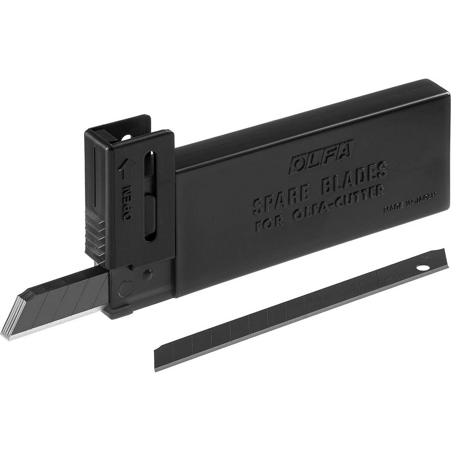 Лезвие OLFA сегментированные BLACK MAX, 9х80х0,38мм, 13 сегментов, 10шт {OL-ABB-10B}