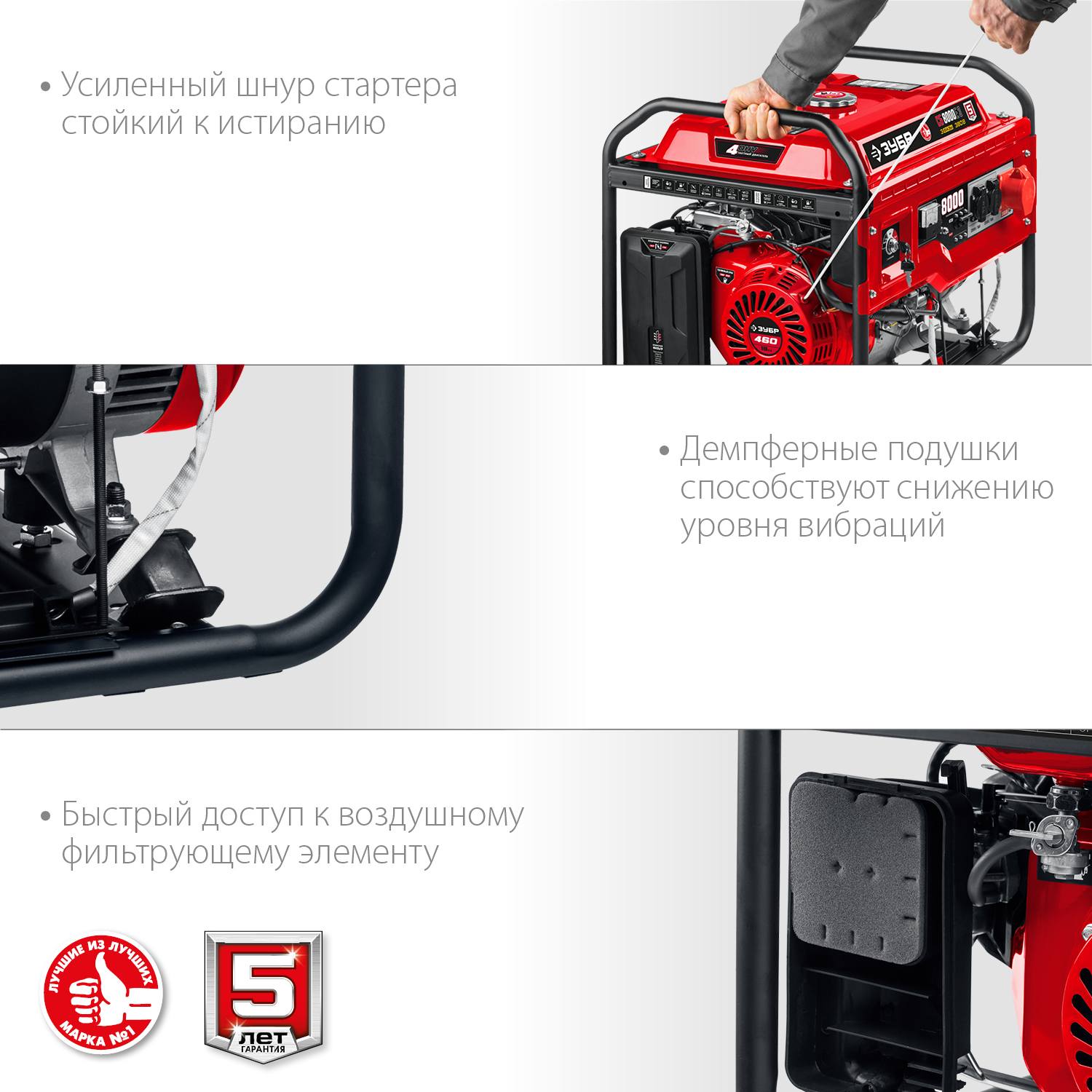 380 В бензиновый генератор с электростартером, 8000 Вт, ЗУБР {СБ-8000Е-3}