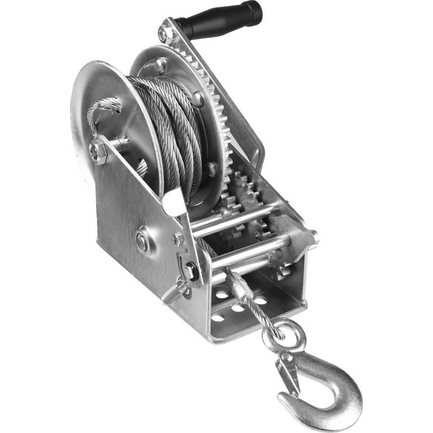 Лебедка ручная барабанная ЗУБР "Профессионал", тяговая, тросовая, 1,1т, 8м {43113-1.1_z01}