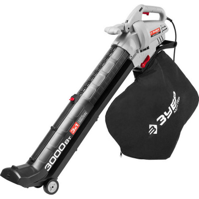 Пылесос садовый (воздуходувка) электрический, ЗУБР ЗПСЭ-3000, 8000 - 15000 об/мин, 160-270 км/ч, мусоросборник 45л, 13.5 м3/мин, 3000 Вт